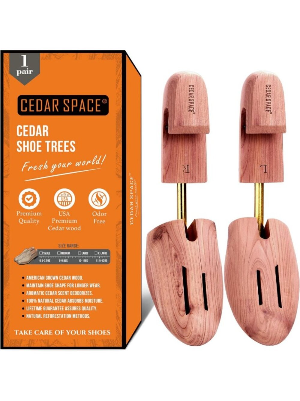 Cedar Wood Shoe Stretcher Tree for Men & Women, Sizes 6.5-14, 2/4PC Set